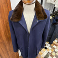 Removable Collar Rabbit Rex Fur Trimmed Cashmere Men's Jacket