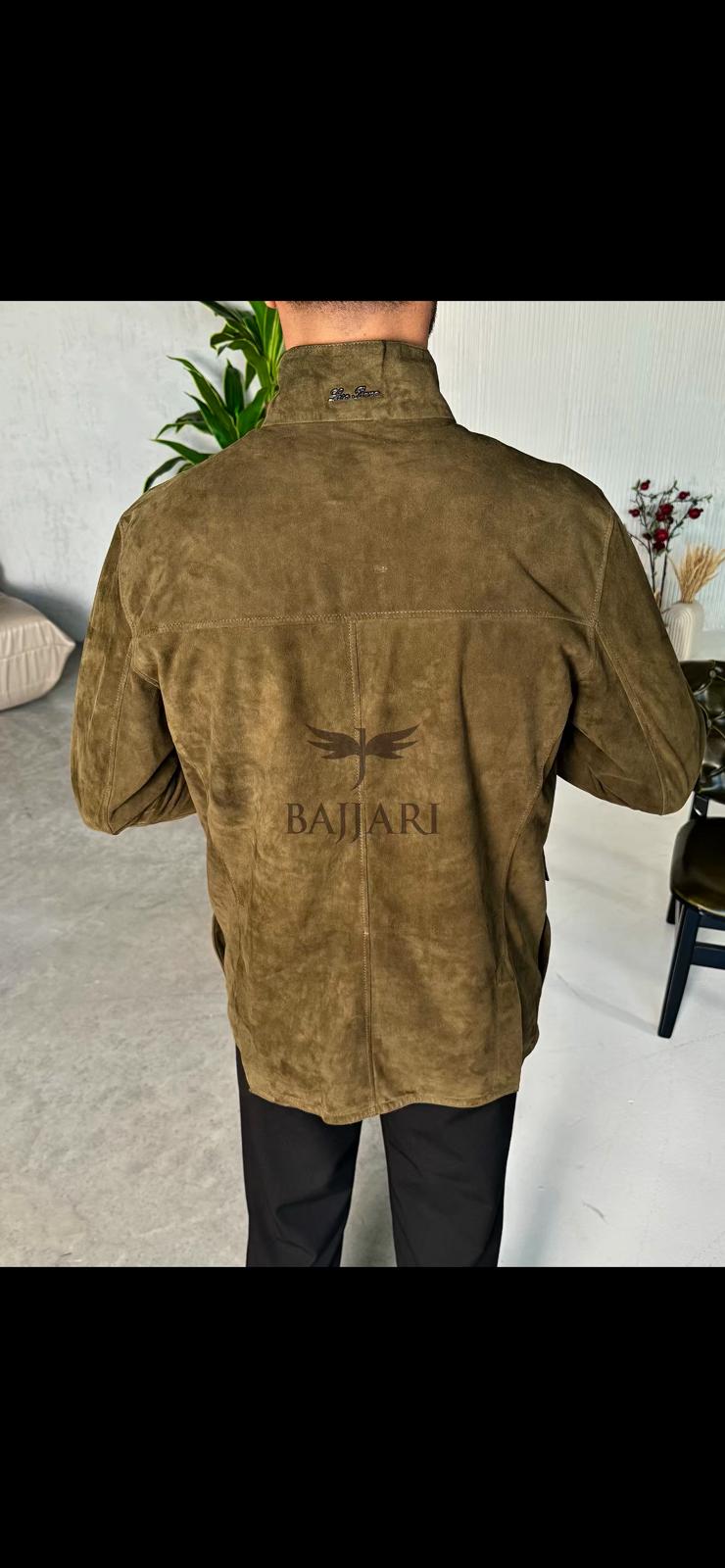 Green Suede Leather Men's Jacket