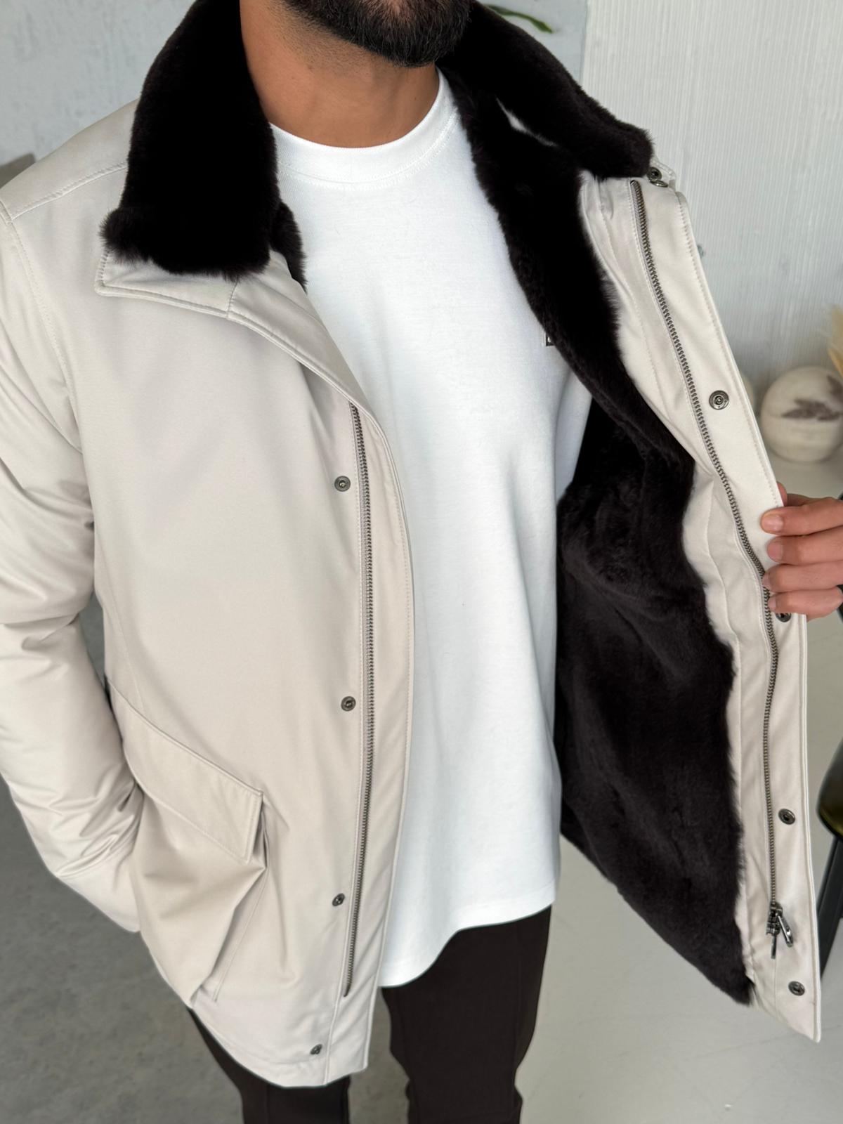 Stylish Jacket with Waterproof Fabric and Real Rex Rabbit Fur Lining