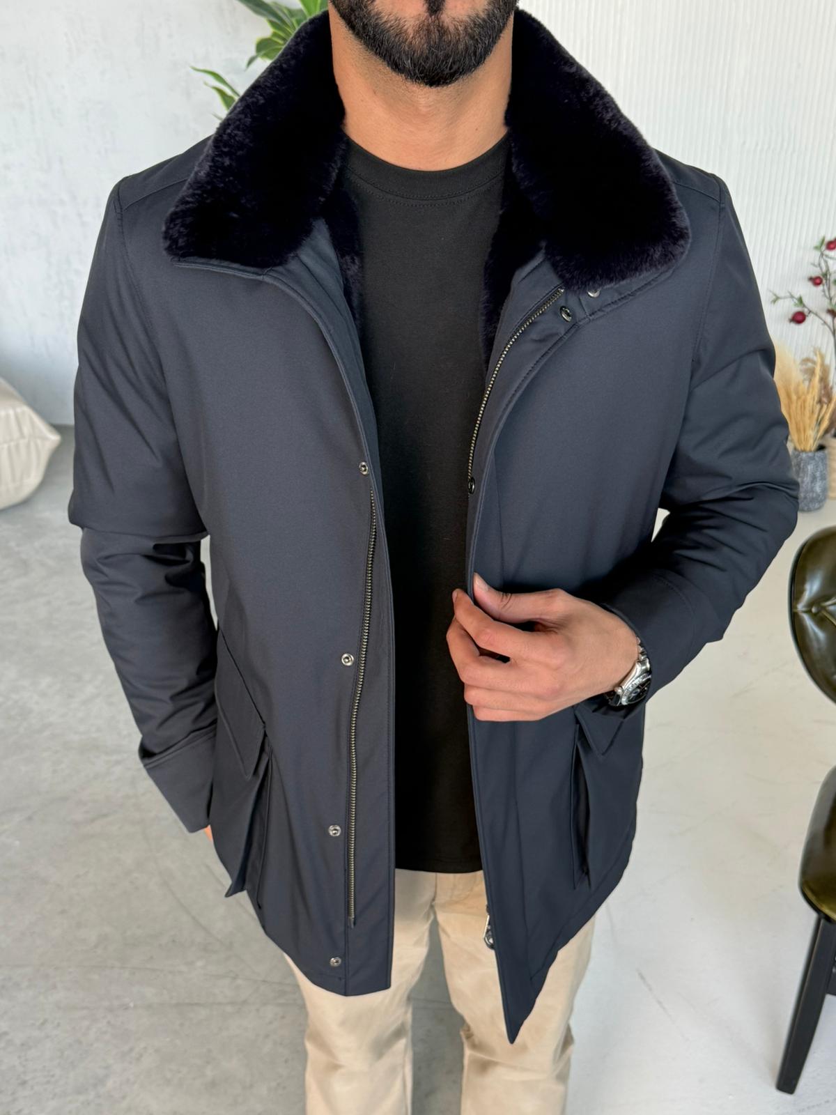 Stylish Jacket with Waterproof Fabric and Real Rex Rabbit Fur Lining
