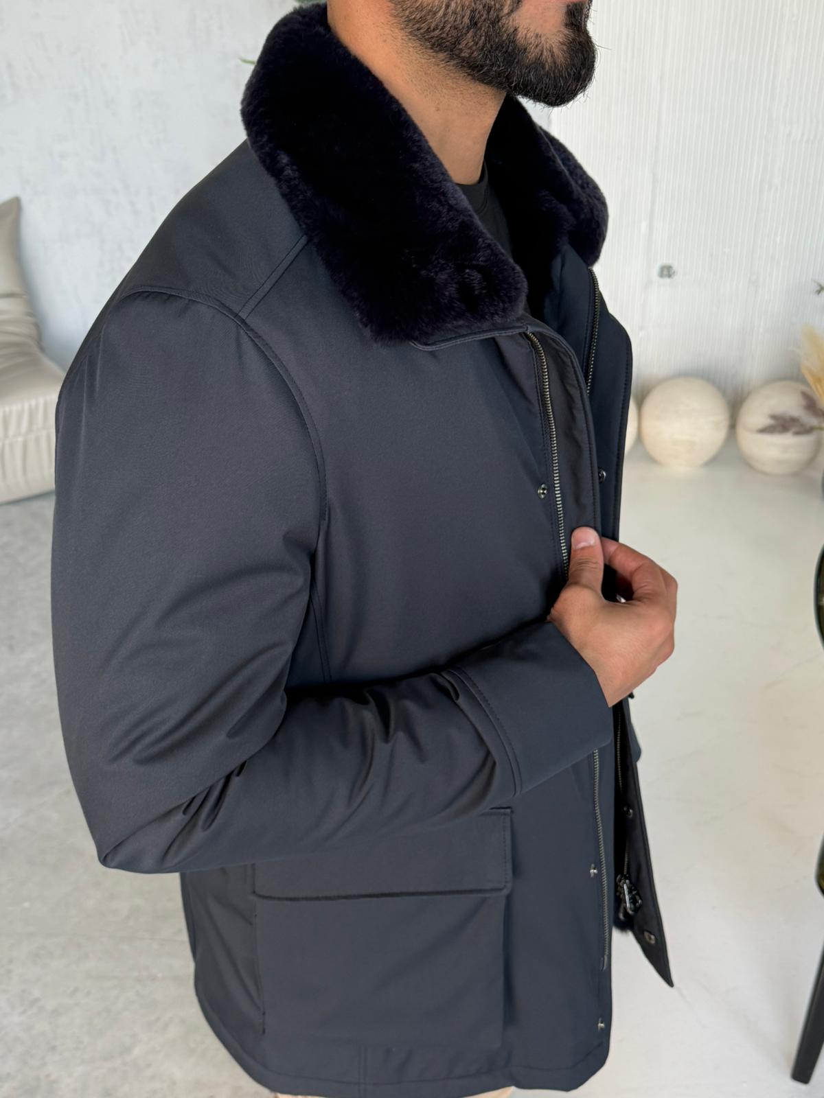 Stylish Jacket with Waterproof Fabric and Real Rex Rabbit Fur Lining