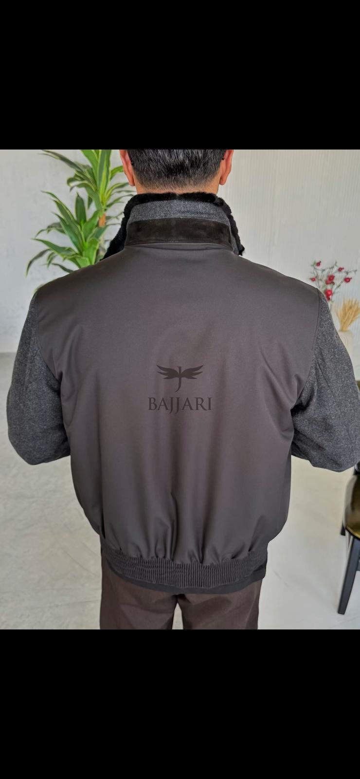 Men's Jacket with Fur Lined Interior, Knitted Fabric Sleeves and Waterproof Fabric