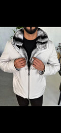 Men’s Jacket with Fur-Lined Interior, Fur-Lined Hood, and Waterproof Fabric M-284