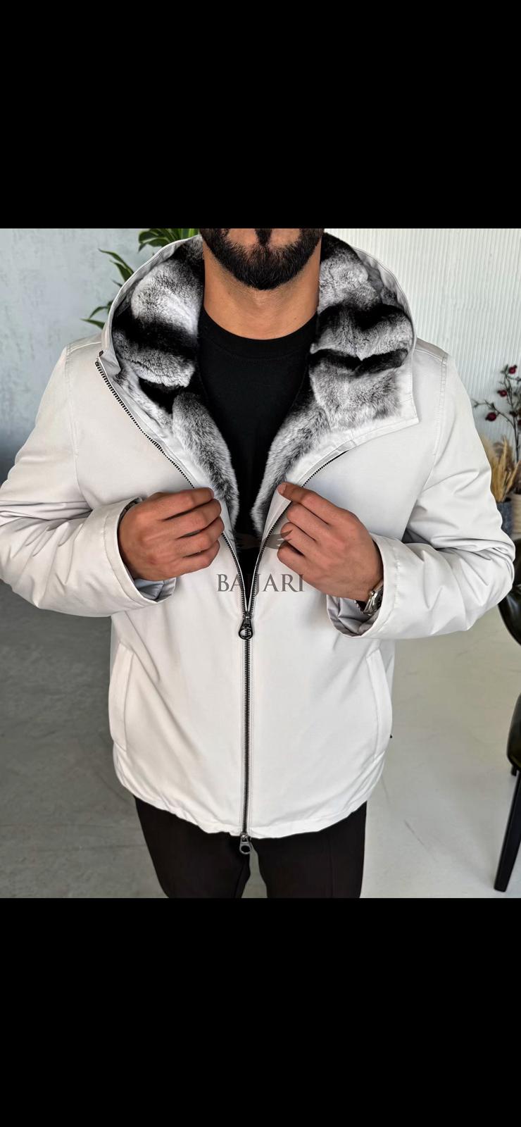 Men’s Jacket with Fur-Lined Interior, Fur-Lined Hood, and Waterproof Fabric M-284