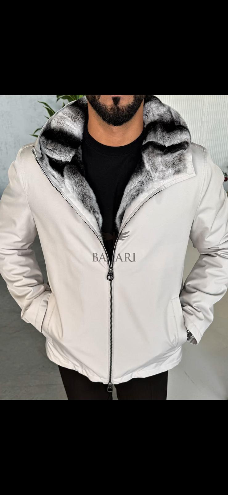 Men’s Jacket with Fur-Lined Interior, Fur-Lined Hood, and Waterproof Fabric M-284