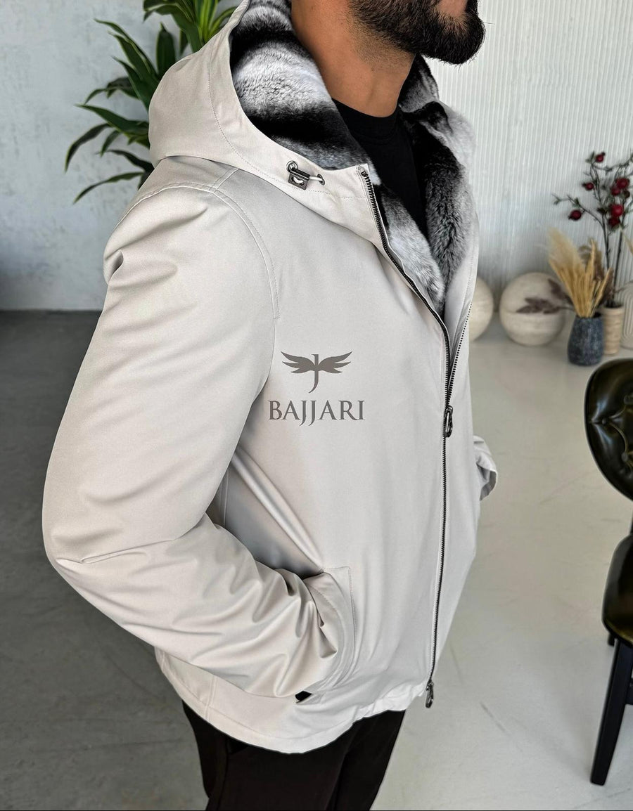 Men’s Jacket with Fur-Lined Interior, Fur-Lined Hood, and Waterproof Fabric M-284