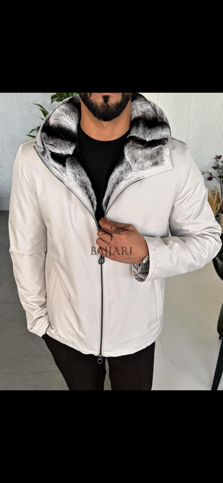 Men’s Jacket with Fur-Lined Interior, Fur-Lined Hood, and Waterproof Fabric M-284