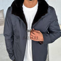 Men’s Jacket with Fur-Lined Interior, Fur-Lined Hood, and Waterproof Fabric M-284