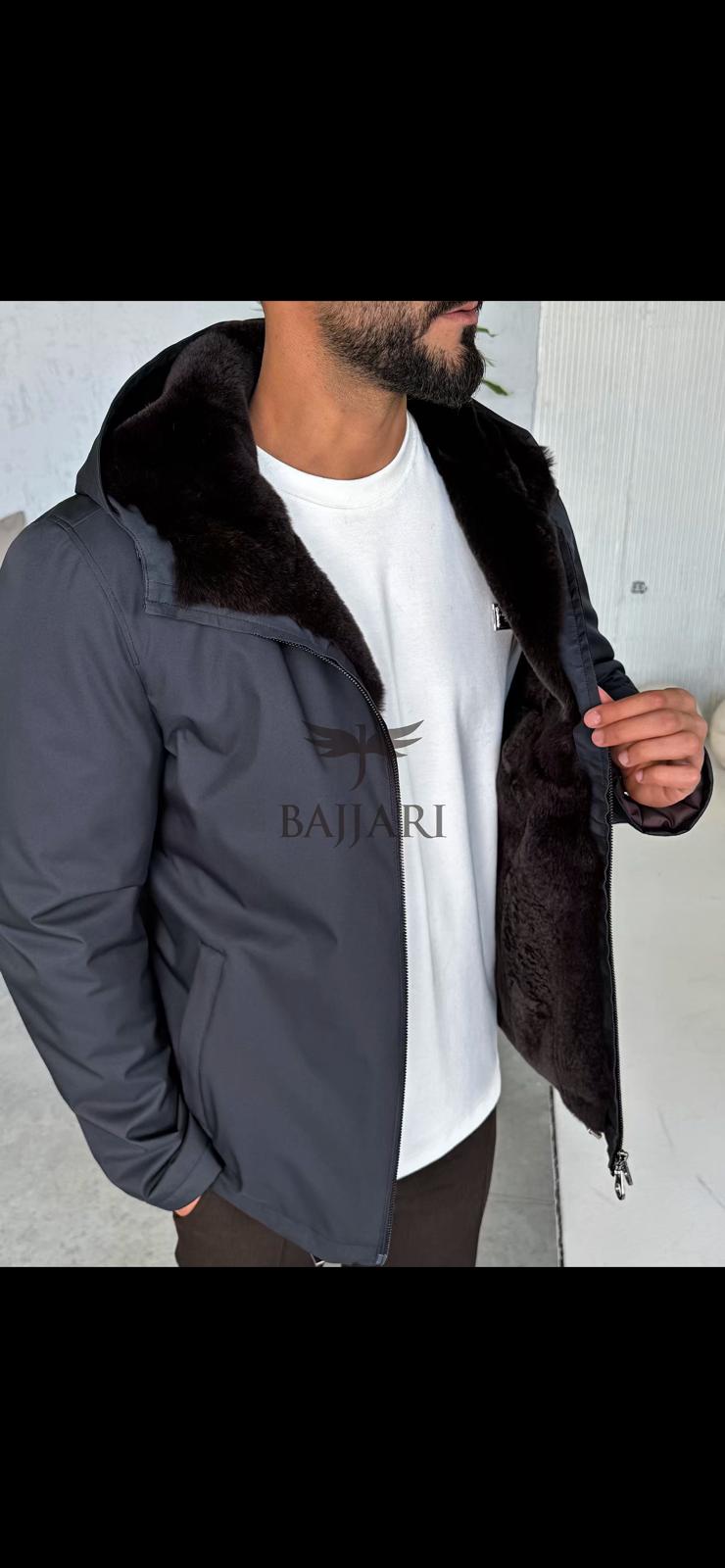 Men’s Jacket with Fur-Lined Interior, Fur-Lined Hood, and Waterproof Fabric M-284