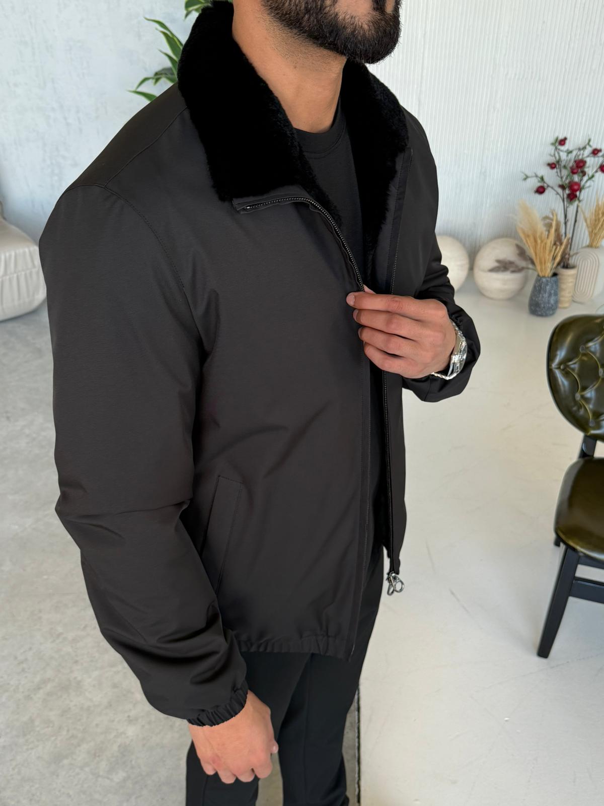 Stylish Jacket with Waterproof Fabric and Real Rex Rabbit Fur Lining M-936