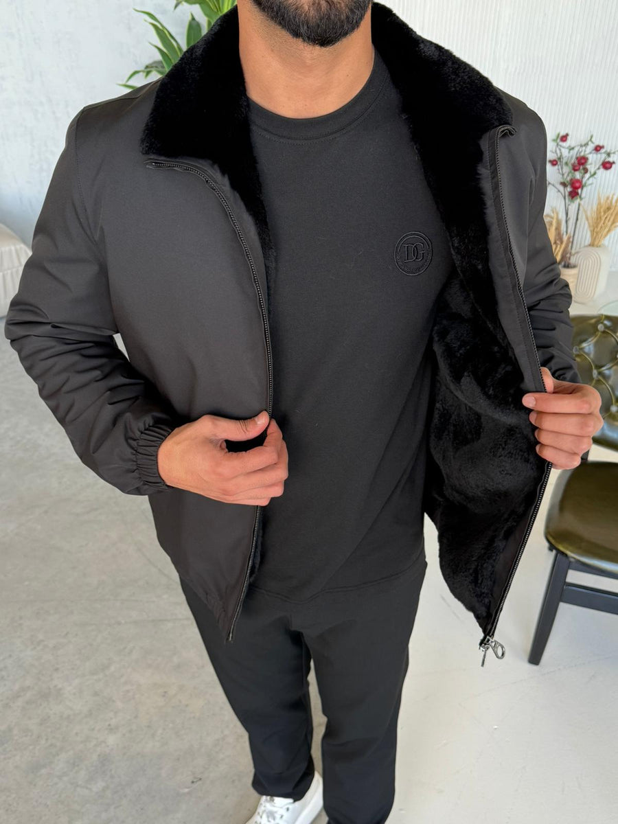 Stylish Jacket with Waterproof Fabric and Real Rex Rabbit Fur Lining M-936