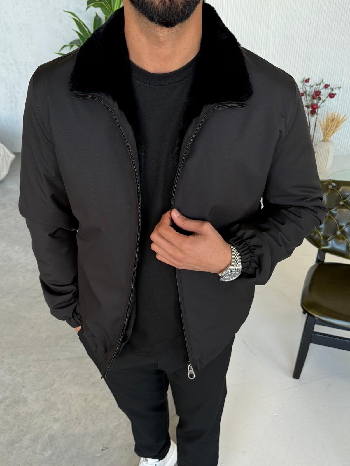 Stylish Jacket with Waterproof Fabric and Real Rex Rabbit Fur Lining M-936