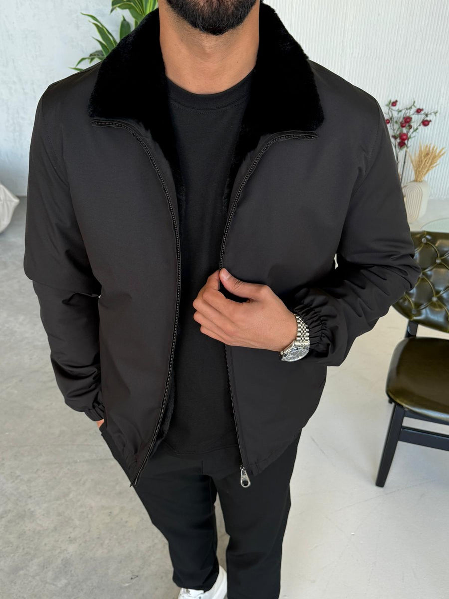 Stylish Jacket with Waterproof Fabric and Real Rex Rabbit Fur Lining M-936