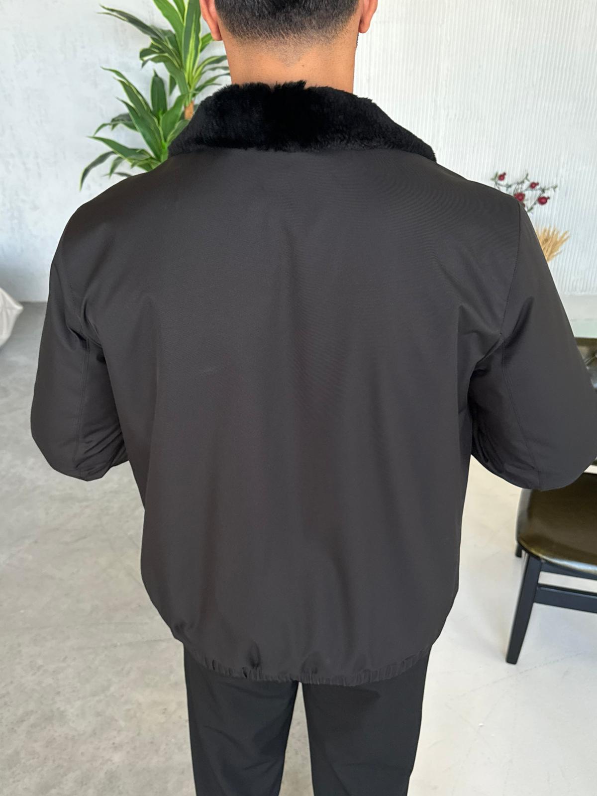Stylish Jacket with Waterproof Fabric and Real Rex Rabbit Fur Lining M-936