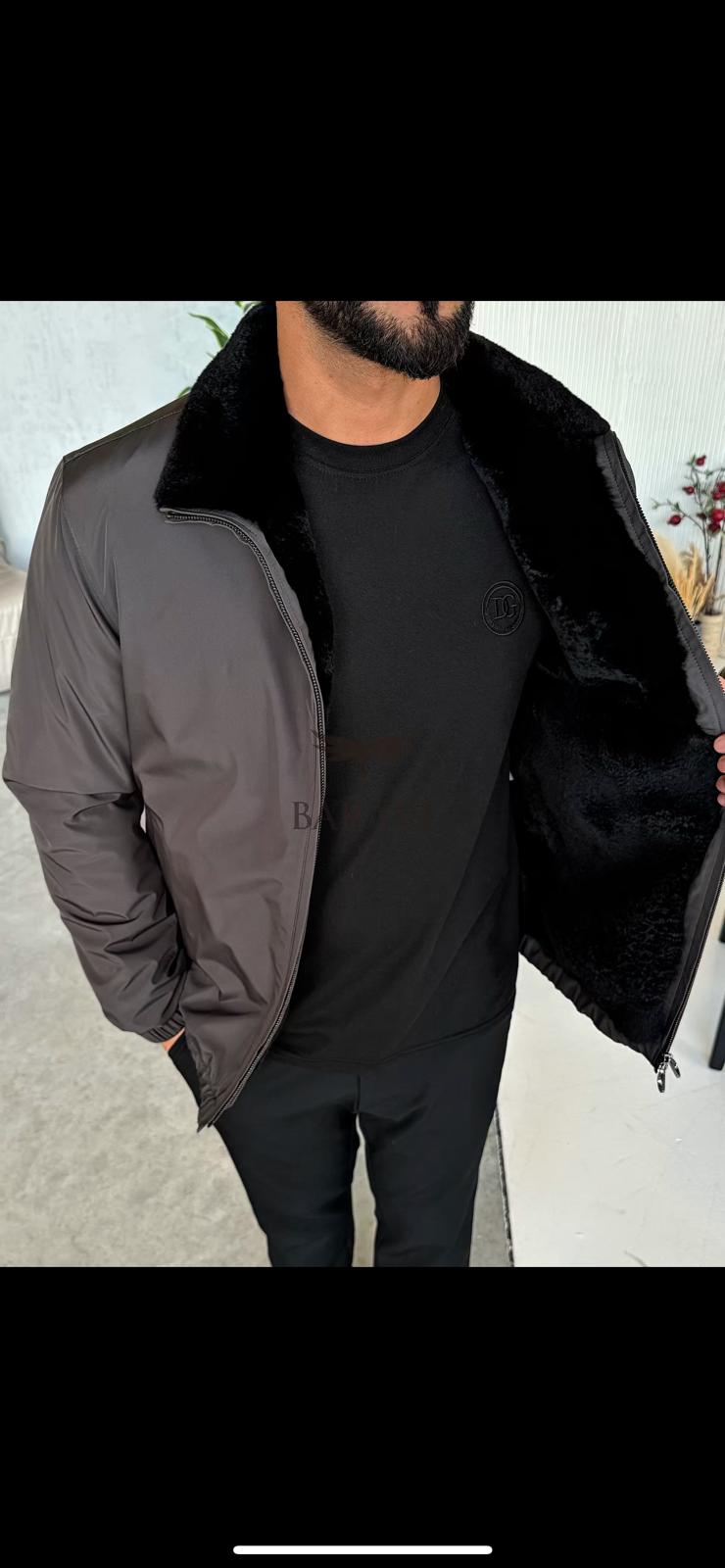 Stylish Jacket with Waterproof Fabric and Real Rex Rabbit Fur Lining M-936
