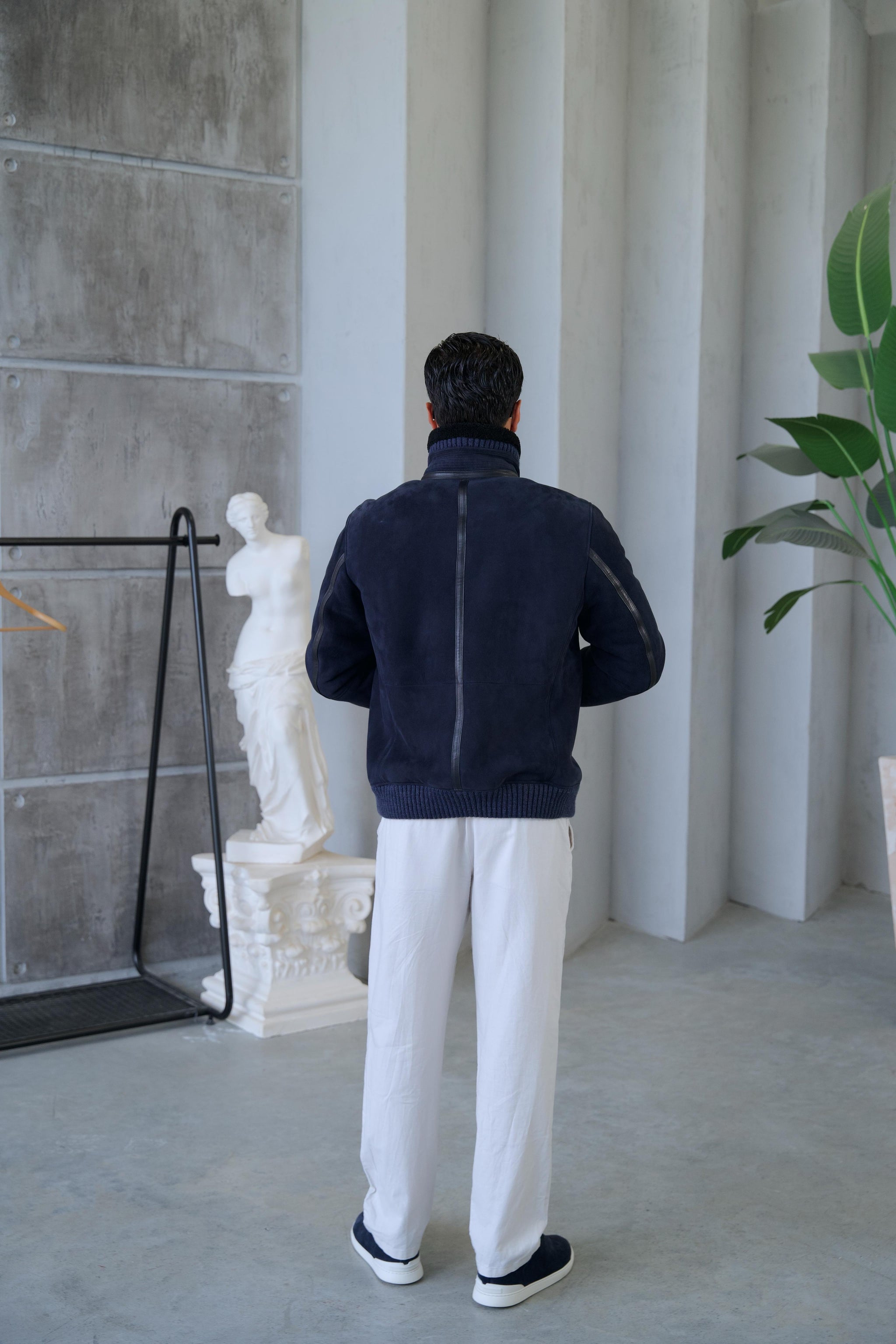Men's Fur Jacket with Sheepskin and Knit Details
