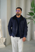 Men's Fur Jacket with Sheepskin and Knit Details