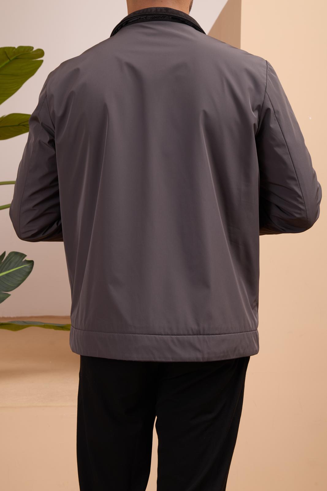 Men's Waterproof Jacket with Knit Collar and Waterproof Fabric