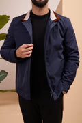 Men's Waterproof Jacket with Knit Collar and Waterproof Fabric