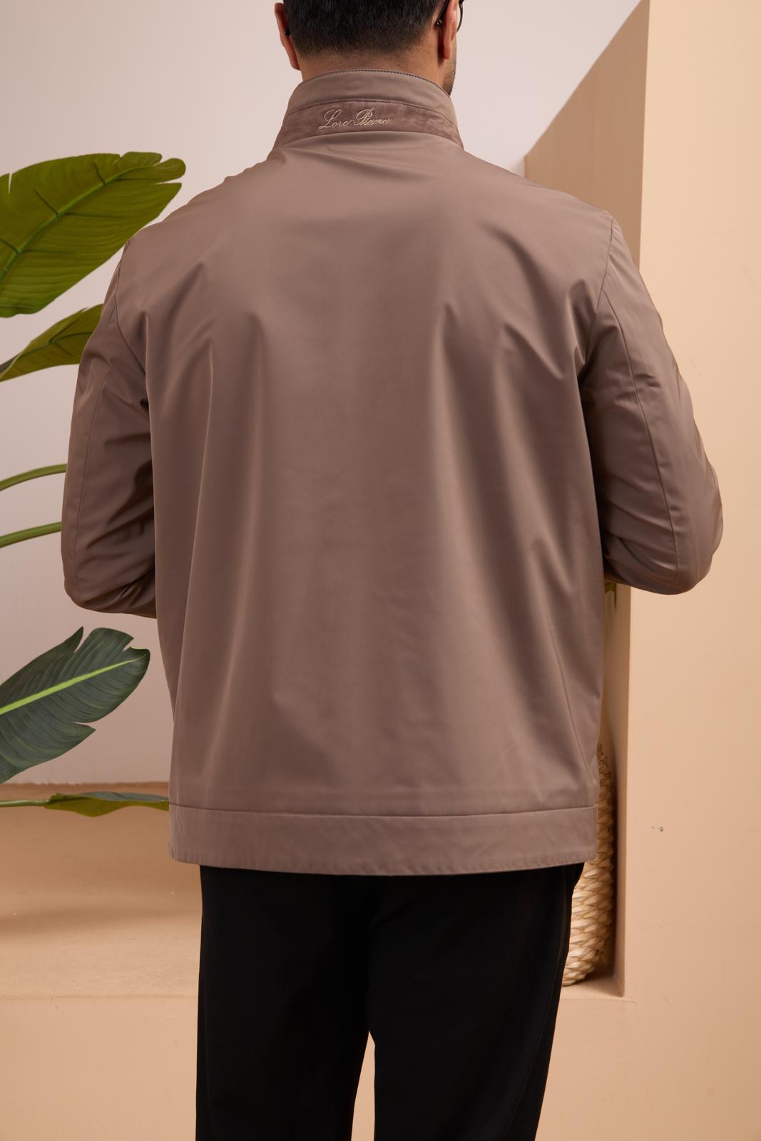 Men's Waterproof Jacket with Knit Collar and Waterproof Fabric