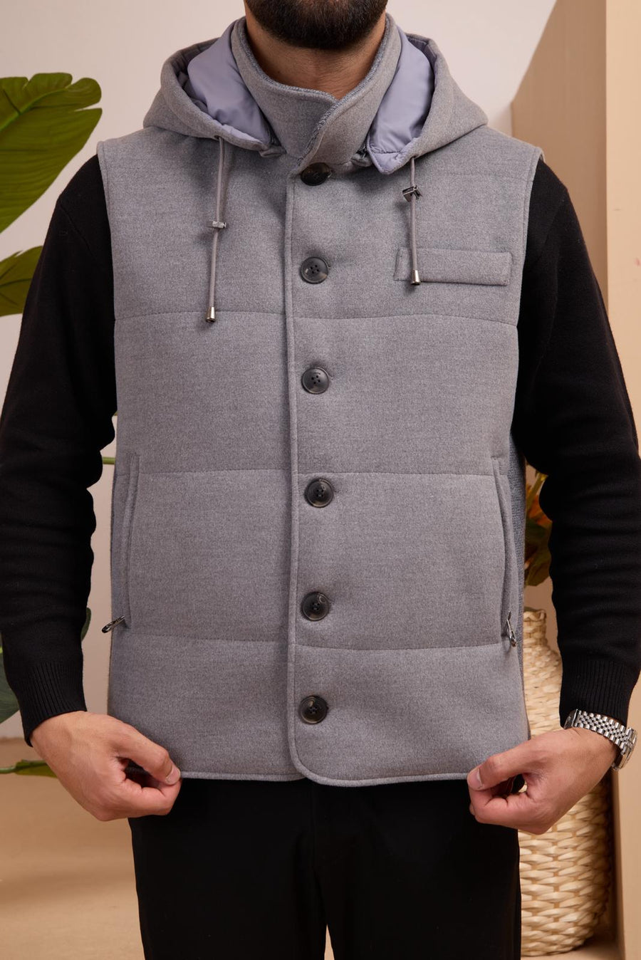 Men's Hooded Cashmere Vest