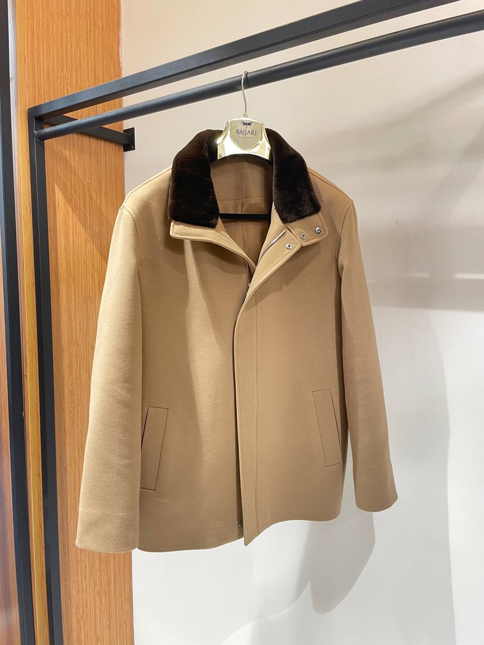 Men’s Cashmere Jacket with Rabbit Fur Collar