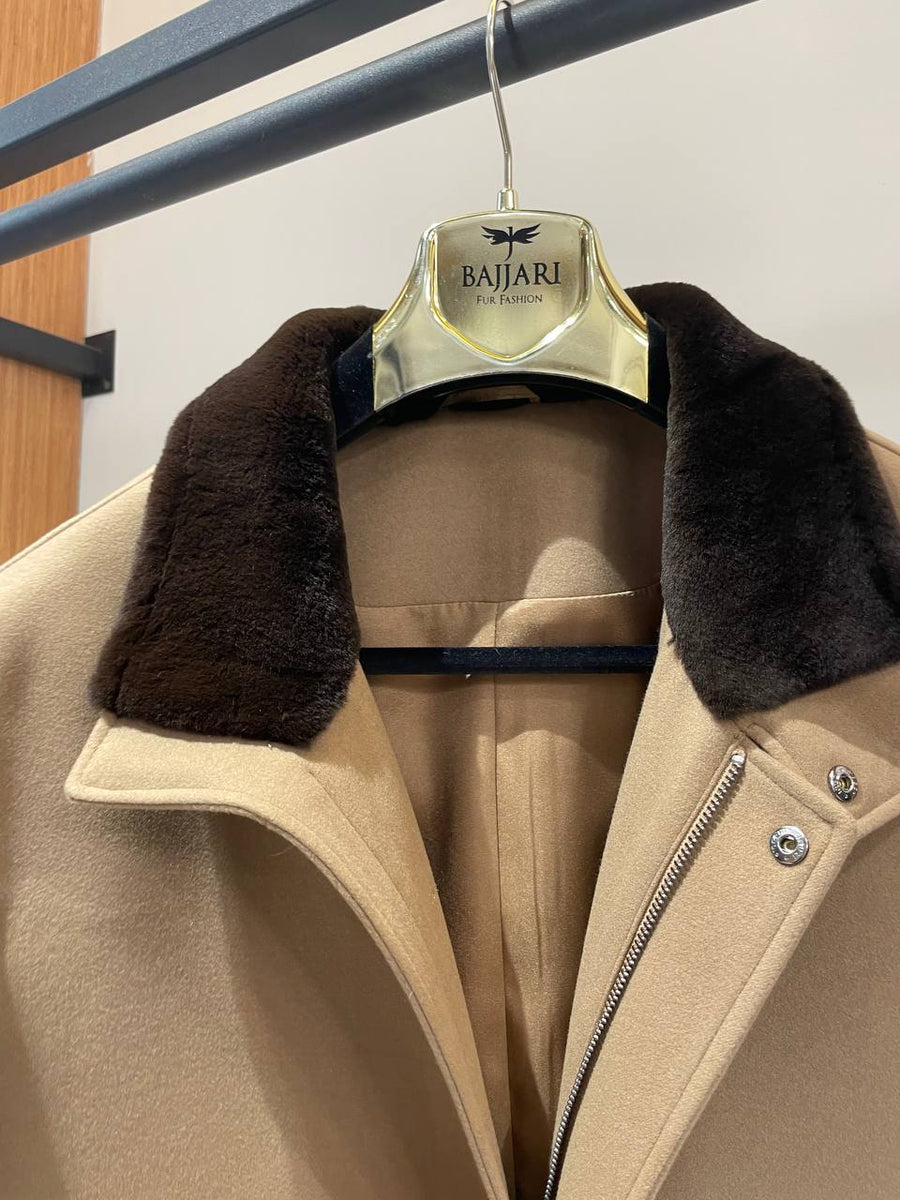 Men’s Cashmere Jacket with Rabbit Fur Collar