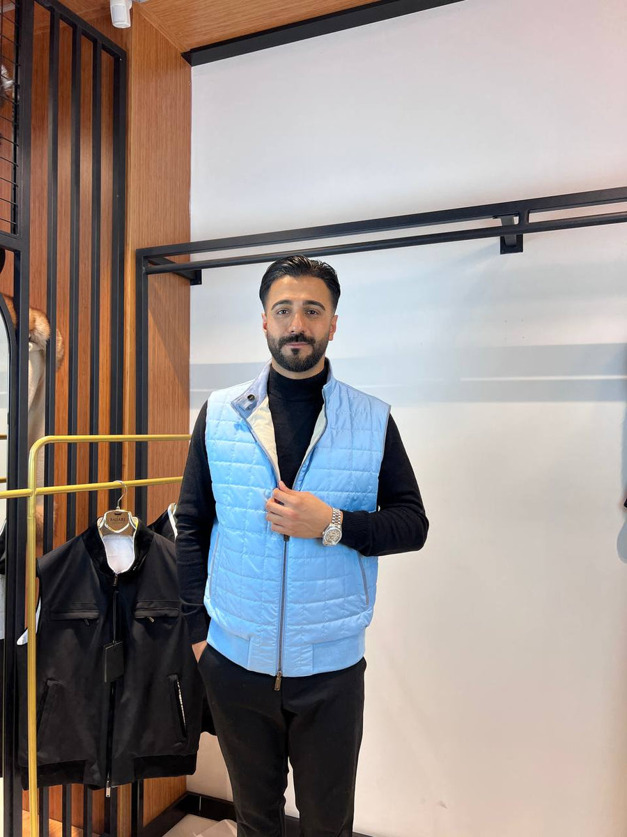 Elegant Men’s Vest with Waterproof Fabric and Knit Sleeves FN-3