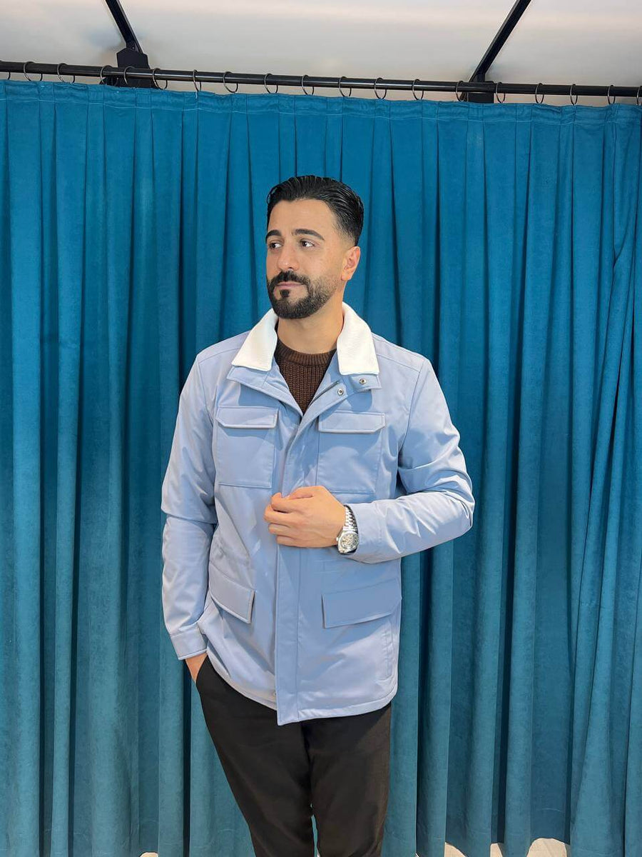 Stylish Men’s Jacket with Waterproof Fabric and Suede Details M-1009