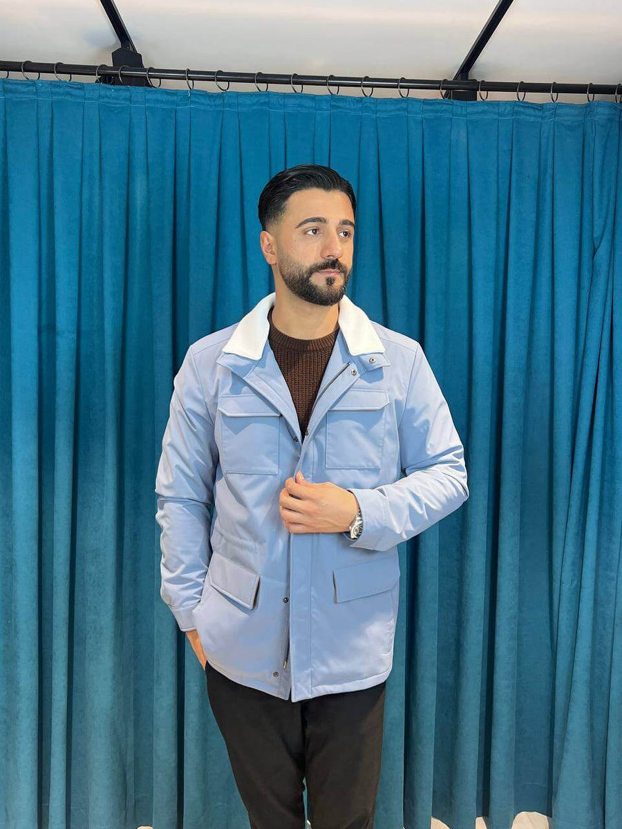 Stylish Men’s Jacket with Waterproof Fabric and Suede Details M-1009