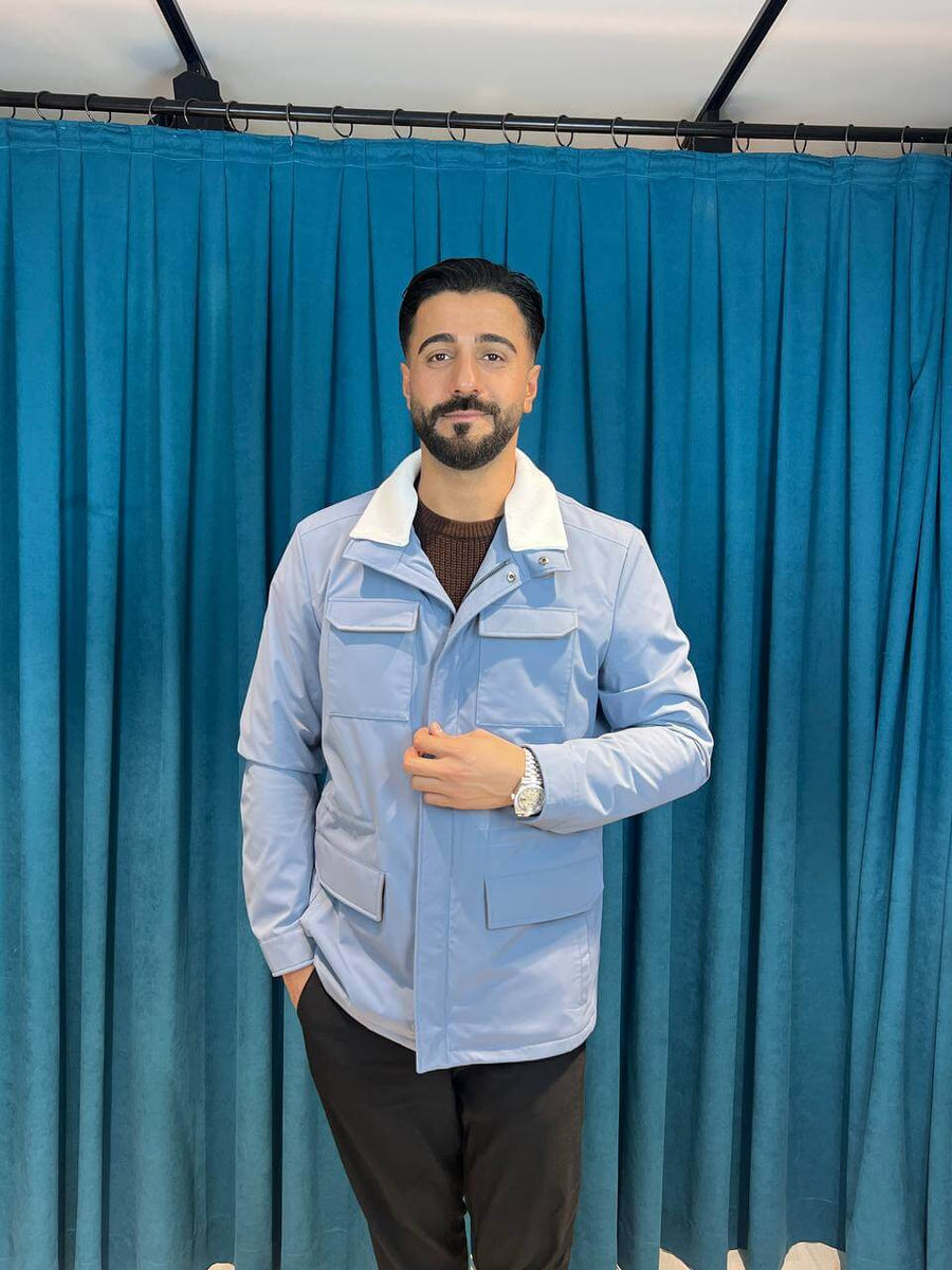 Stylish Men’s Jacket with Waterproof Fabric and Suede Details M-1009