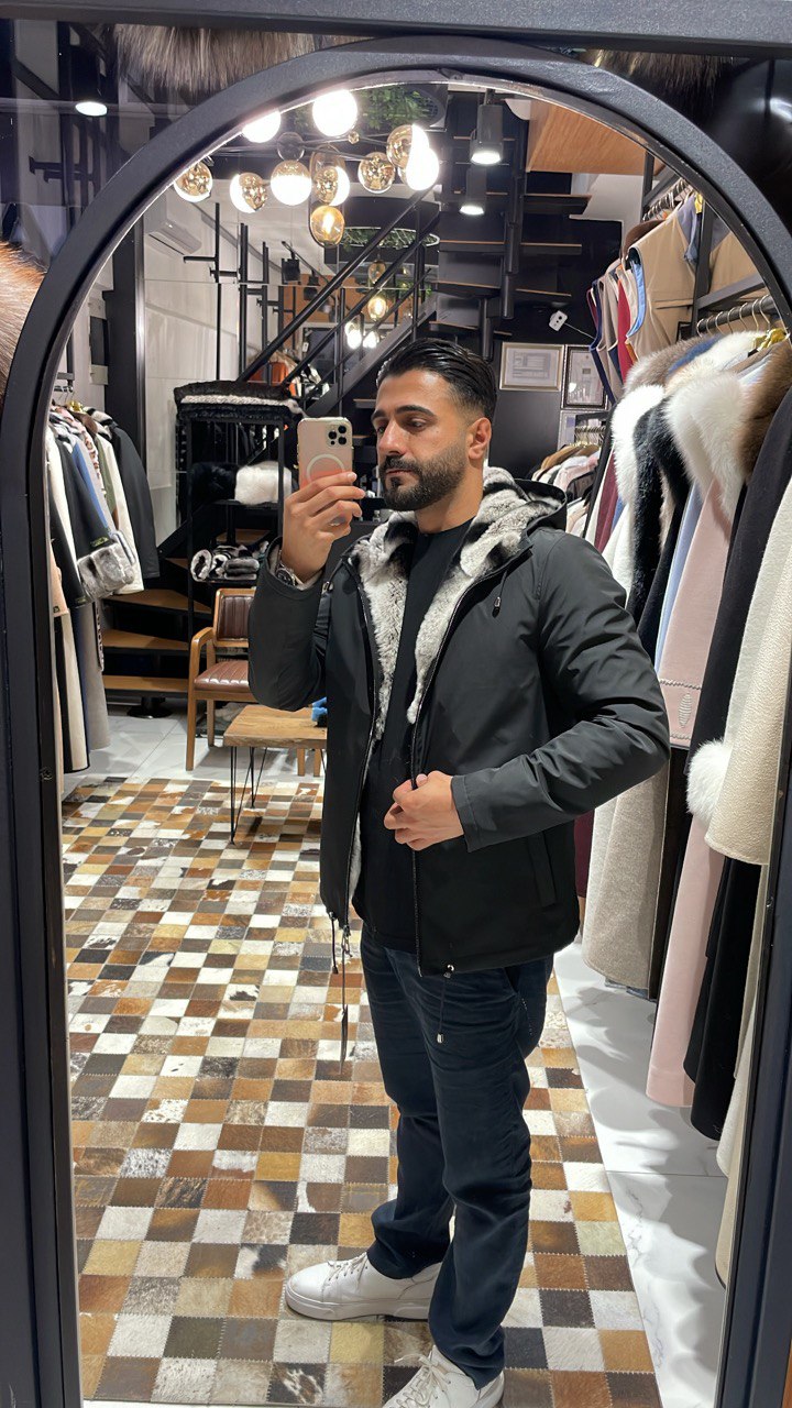 Men’s Jacket with Fur-Lined Interior, Fur-Lined Hood, and Waterproof Fabric M-284