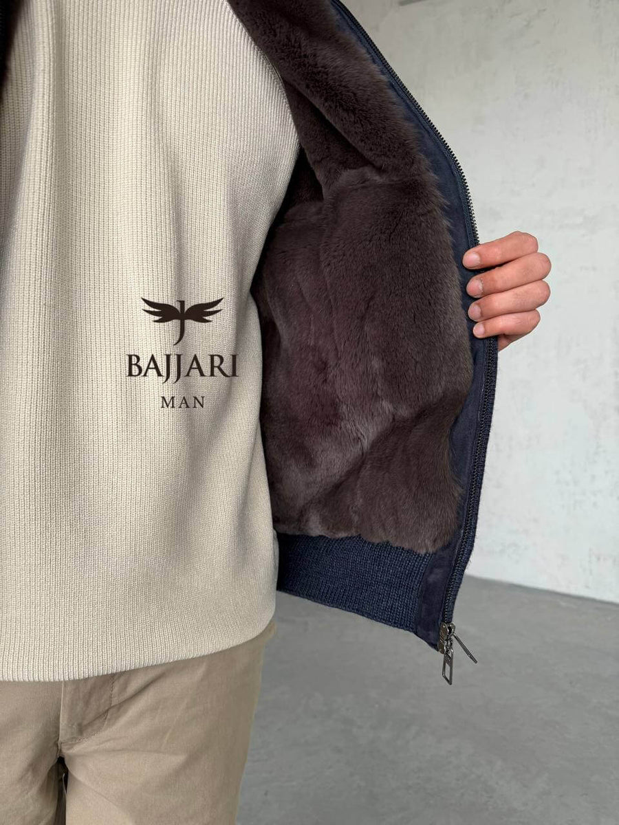 Cashmere Knit &amp; Rabbit Fur Men’s Jacket