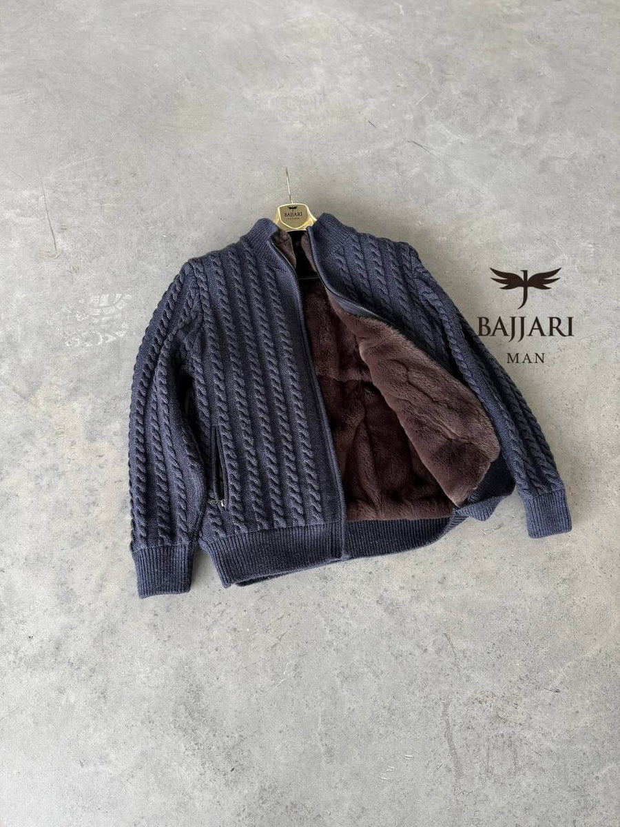 Cashmere Knit &amp; Rabbit Fur Men’s Jacket