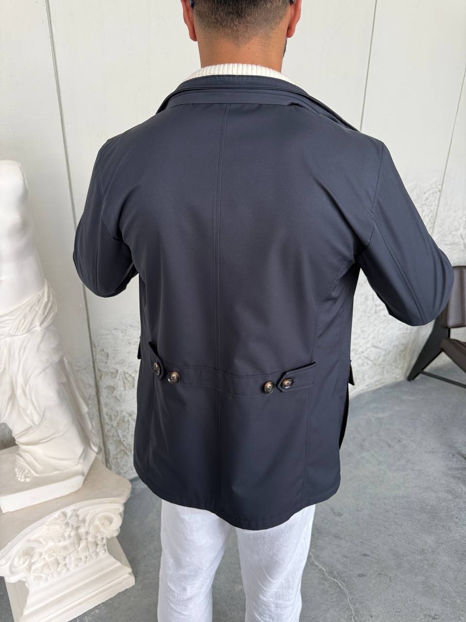 Waterproof Jacket with Knitted Collar &amp; Cashmere Lining