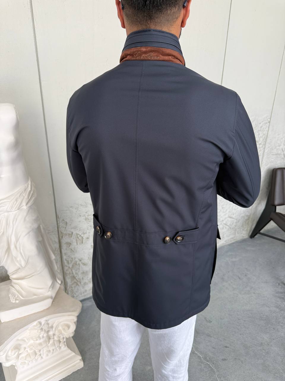 Waterproof Jacket with Knitted Collar &amp; Cashmere Lining