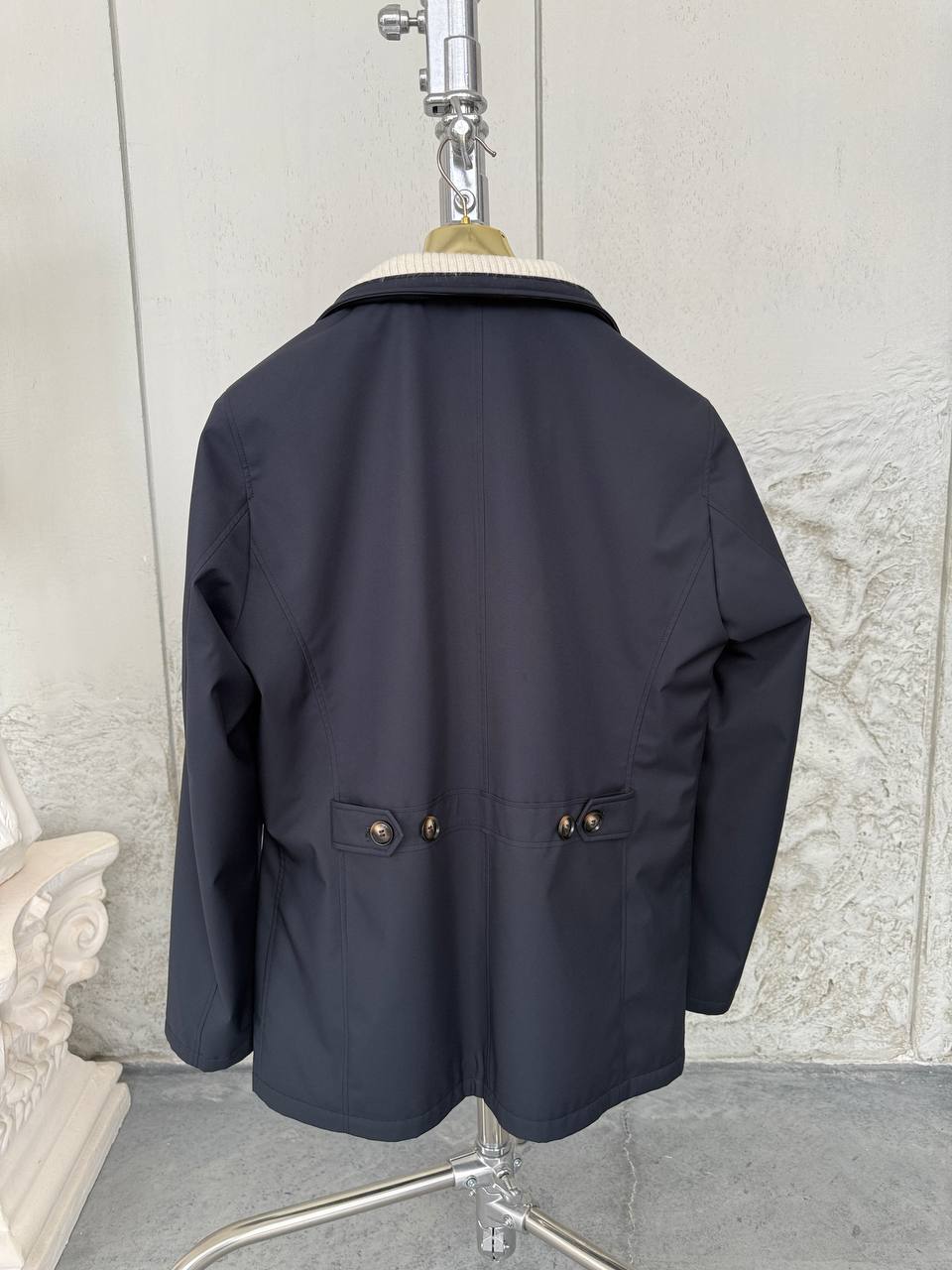 Waterproof Jacket with Knitted Collar &amp; Cashmere Lining