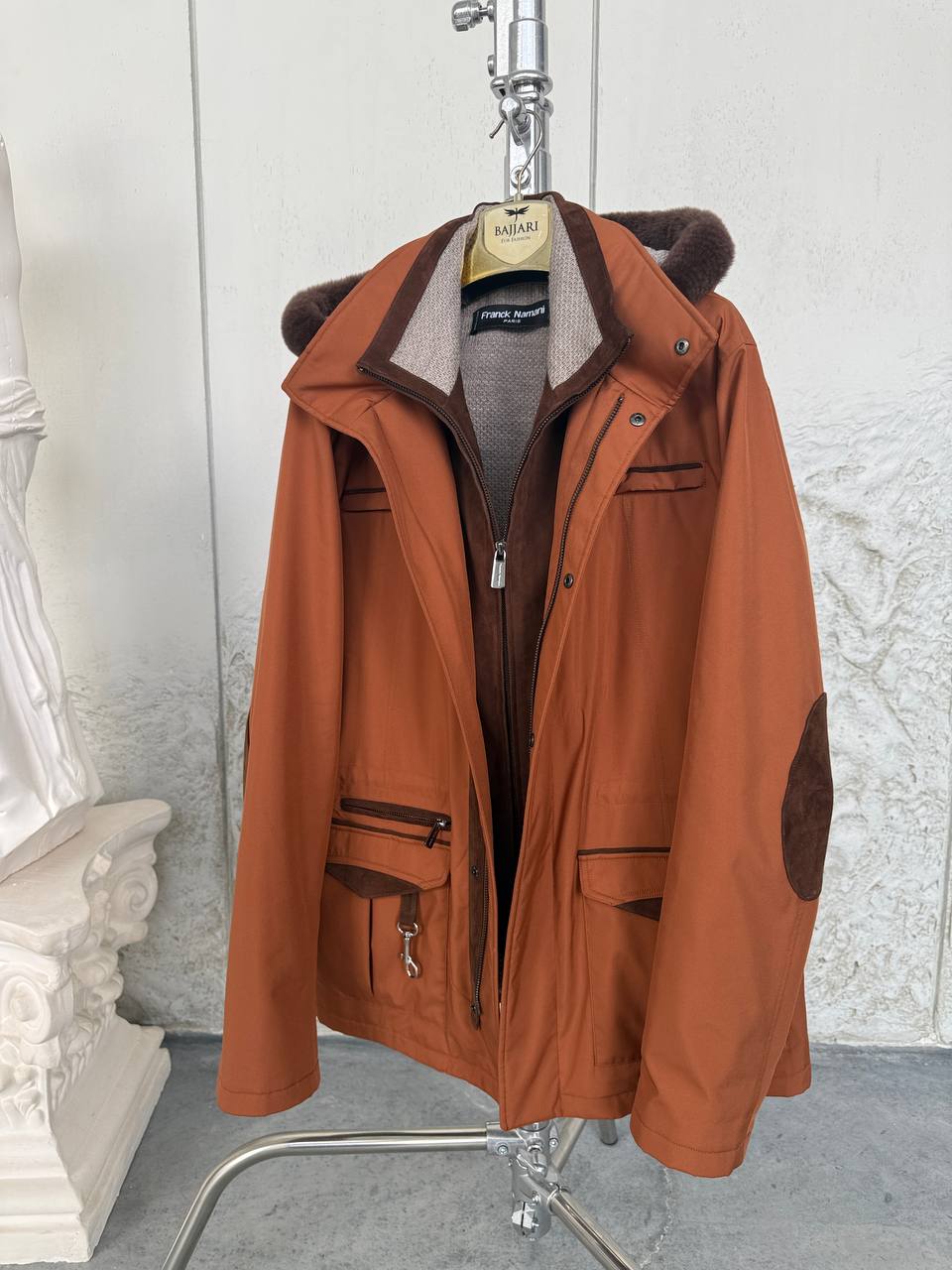 Waterproof Elegant Jacket with Cashmere Lining &amp; Rabbit Fur Hood