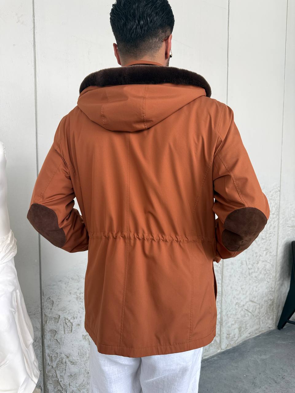 Waterproof Elegant Jacket with Cashmere Lining &amp; Rabbit Fur Hood
