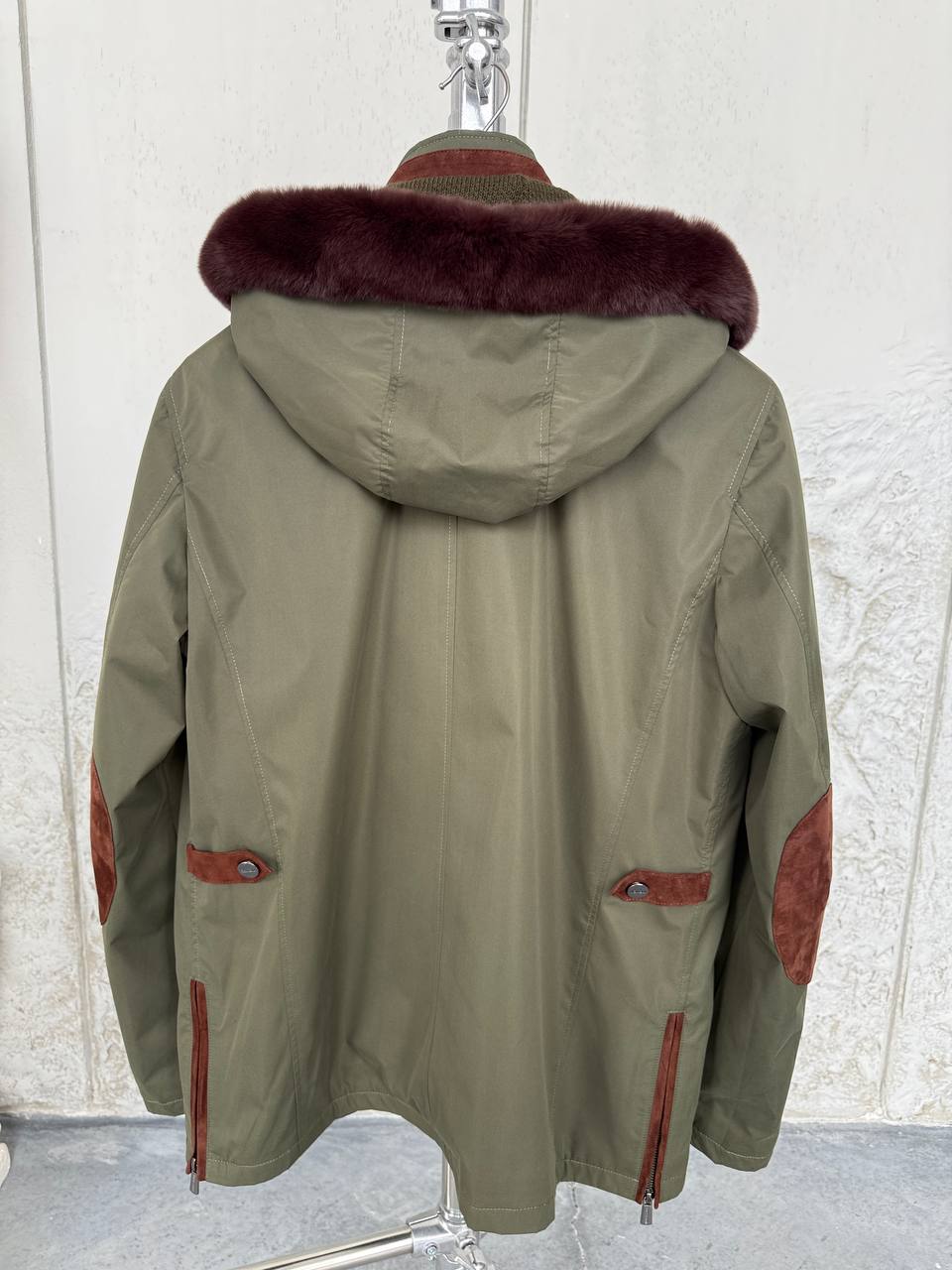 Waterproof Elegant Jacket with Cashmere Lining &amp; Rabbit Fur Hood