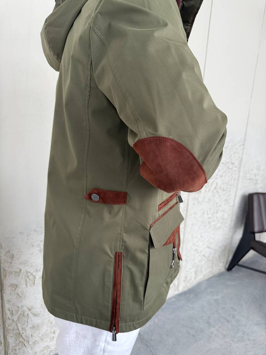 Waterproof Elegant Jacket with Cashmere Lining &amp; Rabbit Fur Hood
