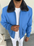 Luxury Touch: Cashmere Jacket with Rabbit Fur Collar