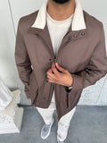 Waterproof Jacket with Knitted Collar &amp; Cashmere Lining