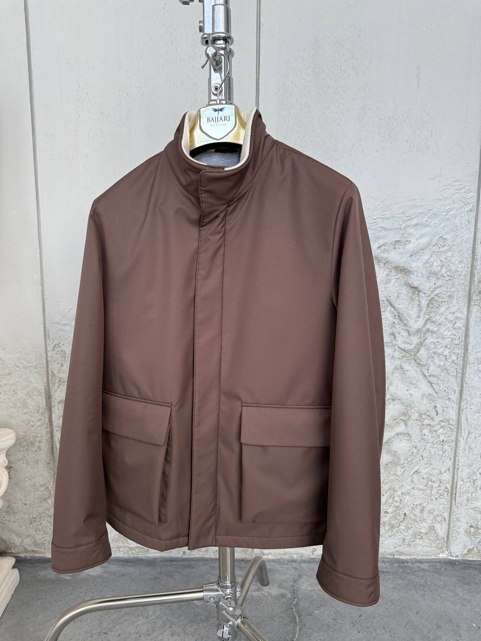 Waterproof Jacket with Knitted Collar &amp; Cashmere Lining