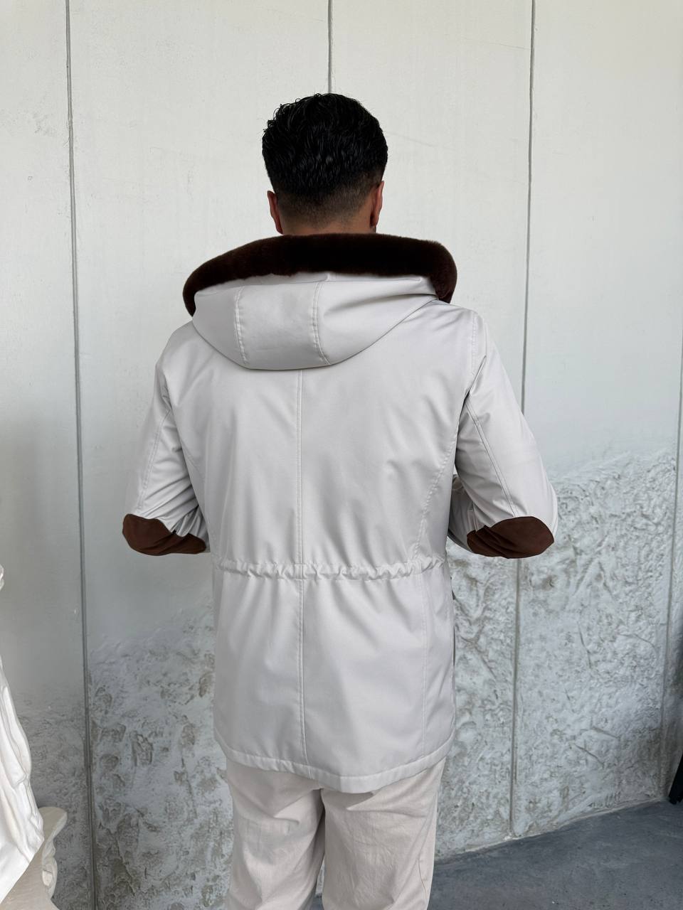 Waterproof Elegant Jacket with Cashmere Lining &amp; Rabbit Fur Hood
