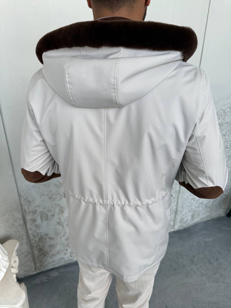 Waterproof Elegant Jacket with Cashmere Lining &amp; Rabbit Fur Hood