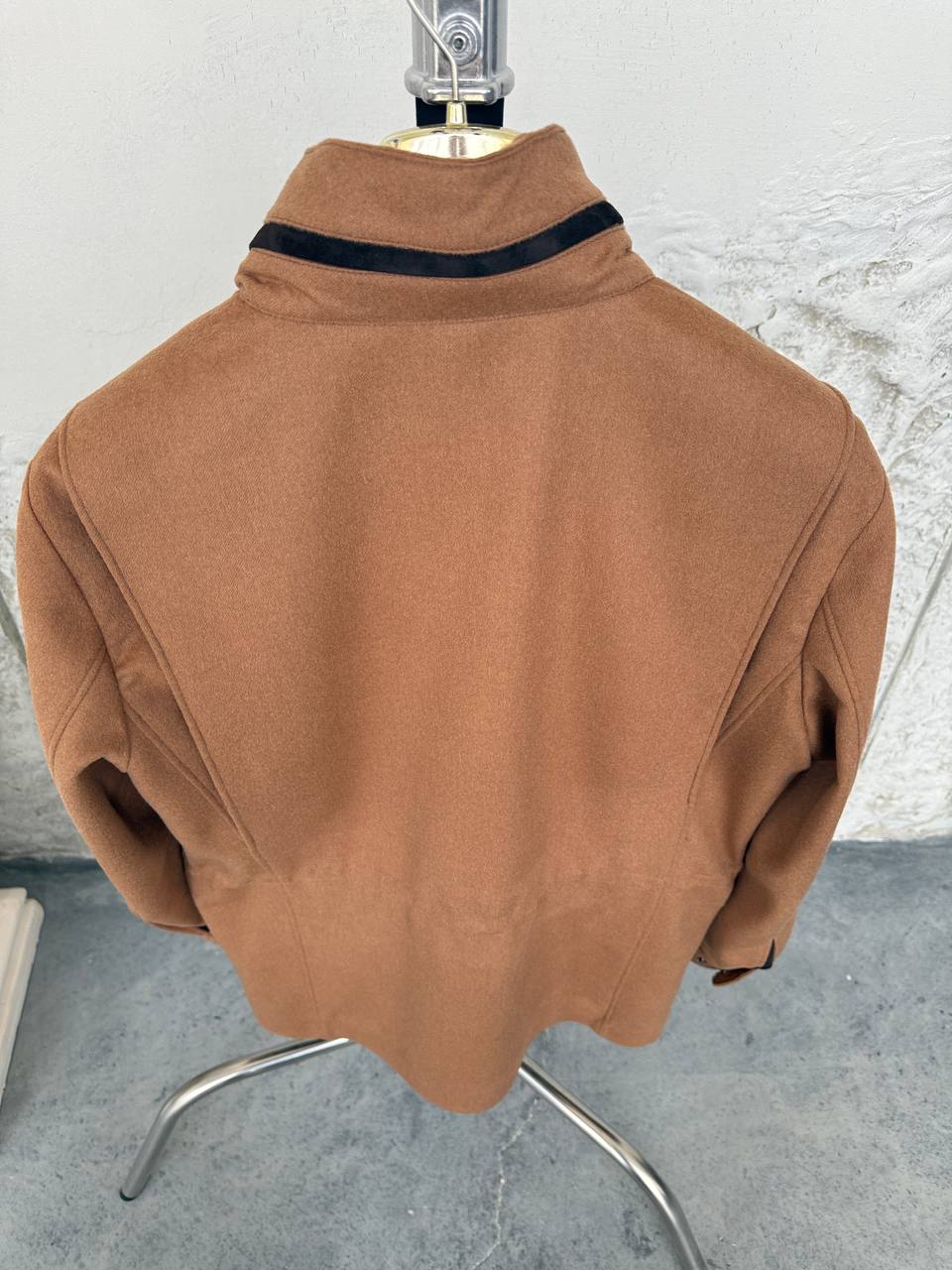 Caramel Wool Blend Jacket with Four Pockets