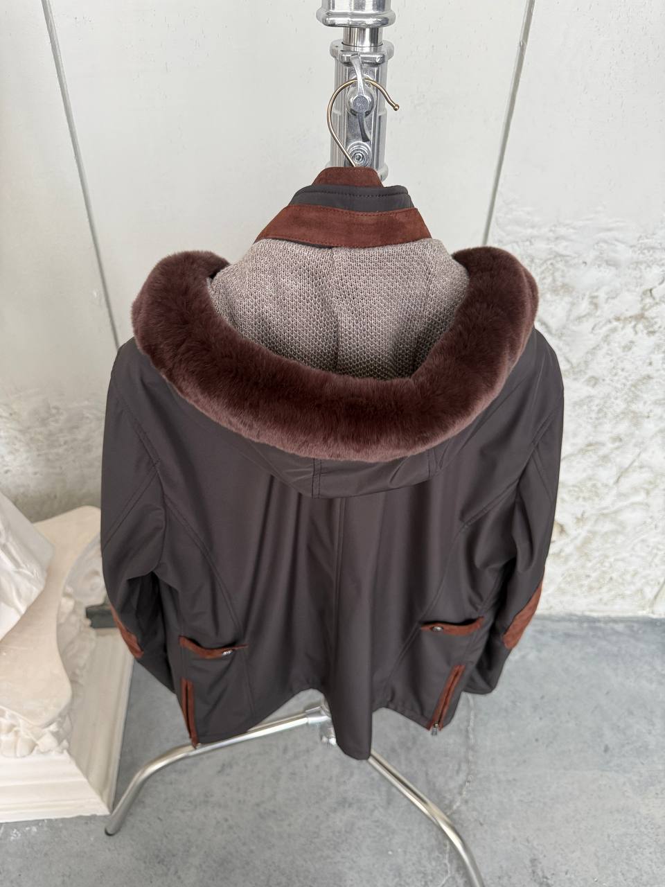 Waterproof Elegant Jacket with Cashmere Lining &amp; Rabbit Fur Hood