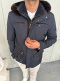 Waterproof Elegant Jacket with Cashmere Lining &amp; Rabbit Fur Hood