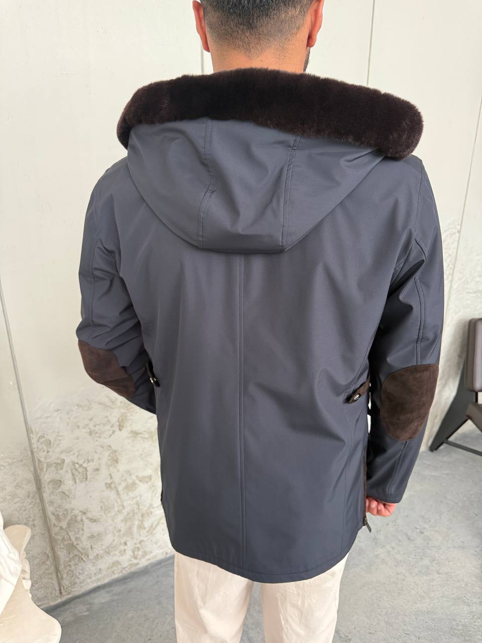Waterproof Elegant Jacket with Cashmere Lining &amp; Rabbit Fur Hood